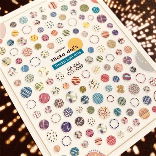 Newest letter series CA-265-266 point colorful designs 3d nail art sticker nail decal accessories