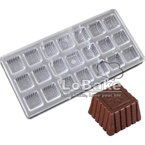 Latest 21 cavities square cube with flowers shape heavy PC Polycarbonate chocolate ice cube mold mooncake mould for bakery