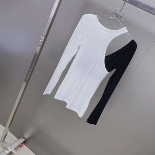 Autumn New 2021AW Women Patchwork Bottoming Long Sleeve T-Shirt Ladies Casual Tops Tee Ddxgz2 7.11