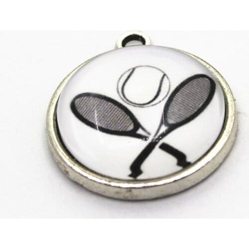 New Arrive 10pcs tennis racket Charm dangle charms for bracelets necklace jewelry accessory glass pendants sport hanging charms