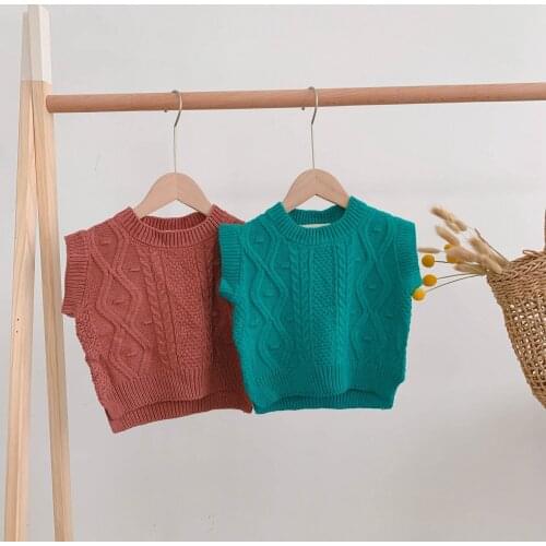 Autumn New Baby Girls Knitted Vests Cute Toddlers Kids Clothes Sleeveless Tops for Girls Children Waistcoats Boys Cardigan Vests