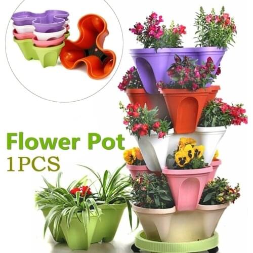 The New Three-petal Pot Strawberry Pot Multi-layered Overlay Cultivation Pot Vegetable Melon Fruit Planting Pot