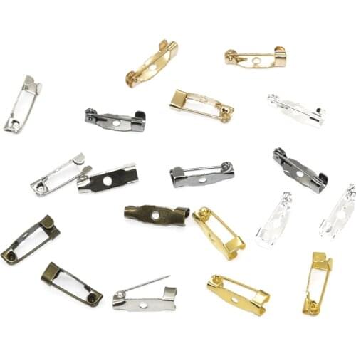 50pcs/lot 15/20/25/30/35mm Silver Brooch Clip Base Pins Safety Pins Brooch Settings Blank Base For DIY Jewelry Making Supplies