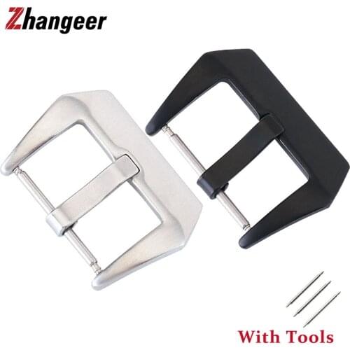 Polished Matte Metal Clasp Stainless Steel Men WistWatch Buckle Black Silver Watch Accessories 18mm 20mm 22mm 24mm 26mm 1pcs