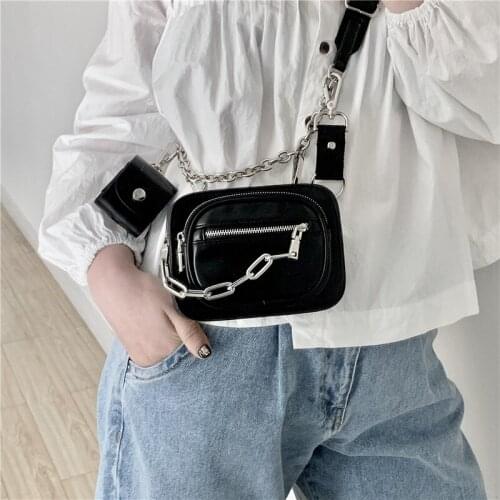 Luxury Women Totes ins hot style metal chain shoulder Messenger bag bike wallet bag coin purse Fashion chest pack Strap Clutch