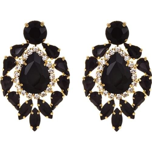Flower Crystal Earrings for Jewelry classic Luxurious black white long tassel drop Earrings For Women Wedding 2019