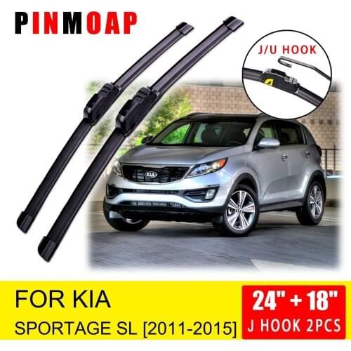 For KIA Sportage SL 2011 2012 2013 2014 2015 Front Wiper Blades Brushes Cutter Accessories U J Hook