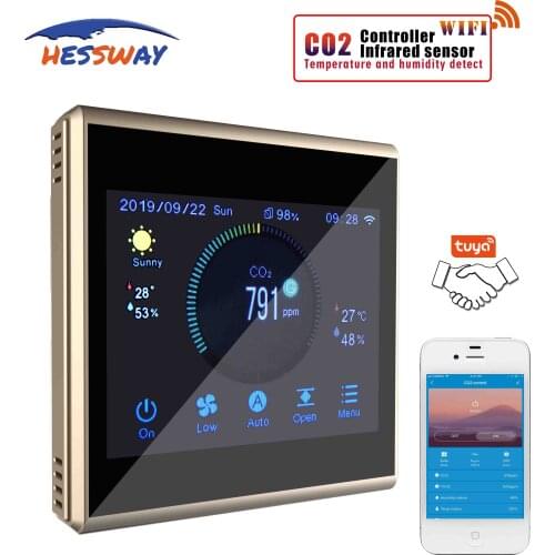 TUYA APP Air Ventilation System Ndir CO2 Sensor Air Quality Monitor for WIFI Color Touch Screen