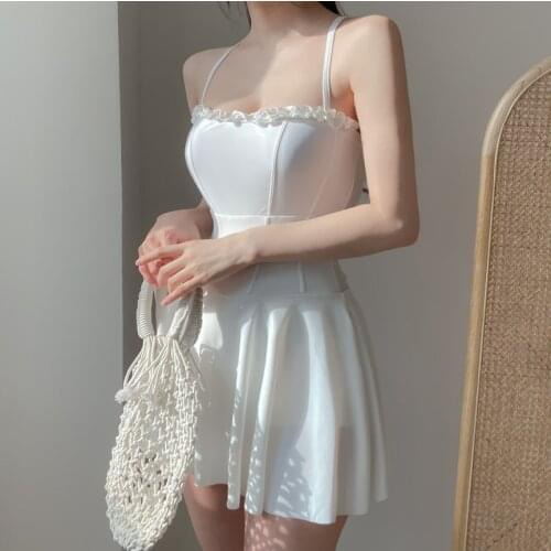 2021 new one-piece swimsuit women ins style Korean girl halter strap thin hot spring swimsuit