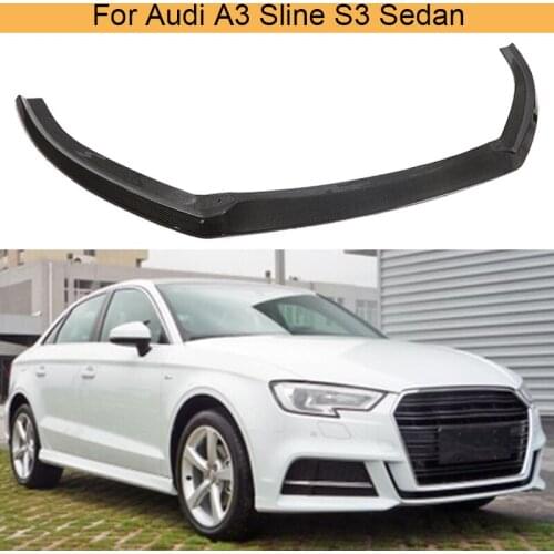 Car Front Bumper Lip Spoiler for Audi A3 Sline S3 Sedan 4 Door 2017 2018 Front Bumper Lip Chin Spoiler Guard Carbon Fiber / FRP