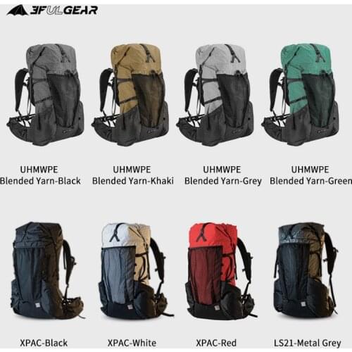 3F UL GEAR Outdoor Yue 45+10L Hiking Backpack Ultralight 1.1kg XPAC/UHMWPE Rapid Adjustable System Breathable Camping Travel Bag