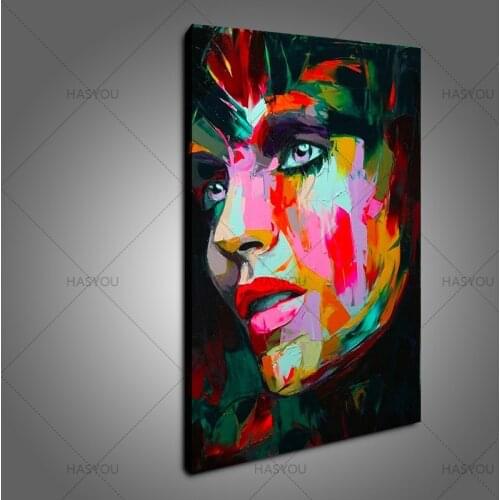 High quality handpainted canvas oil Painting Portrait Face modern Palette knife Oil painting Wall art for hotel bar home decor