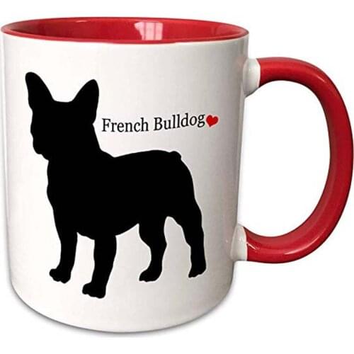 Funny Coffee Mug French Bulldog Two Tone Cup 11oz, Red