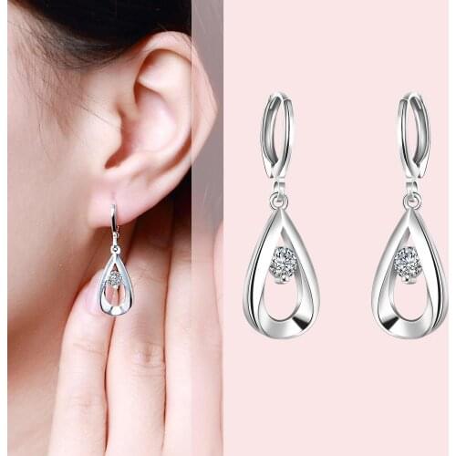 New 925 Sterling Silver Earrings Elegant Women Jewelry Water Droplets Zircon Earrings Christmas Gifts Trendsetter