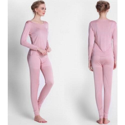 Womens 30% Silk 70% Viscose Base Layer Long Johns Warm Thermal Underwear Set M L XL 2XL 3068