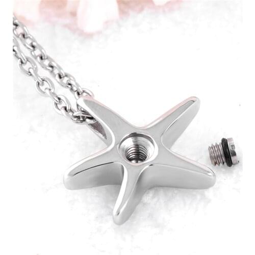 Star Fish Ashes Holder Keepsake Cremation Urn Necklace Stainless steel Memorial Locket pendant Gift Unisex Design