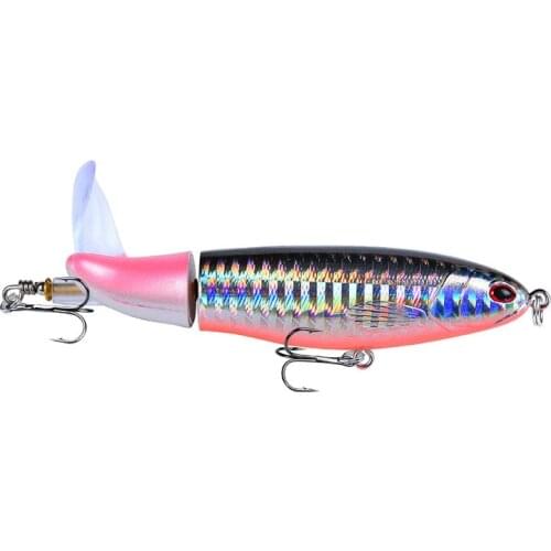 1pcs New Quality 10cm 15g Whopper Plopper Topwater Floating Fishing Lure Artificial Hard Popper Bait Soft Rotating Tail 8 colors