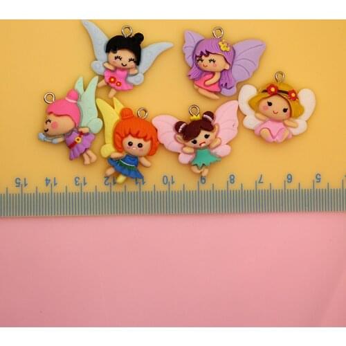 10pcs Cartoon Resin Fair Girl Charms for Earring Key Chain Necklace Princess Pendant Jewelry Earing Findings Making Accessories