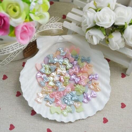 1000pcs 9X12mm Mix color plastic Pearl bowknot shape scrapbook craft flatback beads DIY wedding decoration clothing accessories