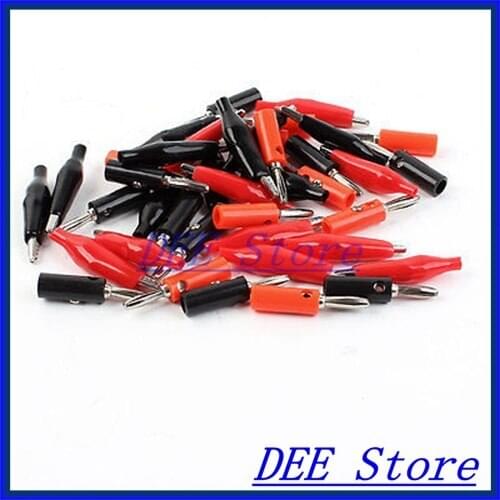 Banana Plug + Alligator Clip Connector Cable Testing Tool Black Red 20 Pairs
