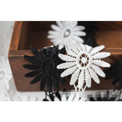 43yards white and black Sun Flower Venise/Venice Lace Victorian Scalloped Lace Trim wide :6cm