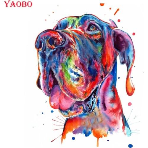 5D DIY Diamond Painting Watercolor Great Dane dog Diamond Embroidery Full Drill Square Animal Picture Of Rhinestone Decoration