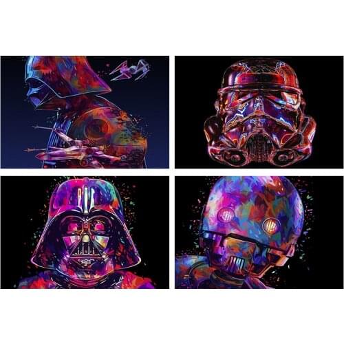 Abstract Anime Cartoon Star Wars Movie Retro Art Style Home Decor Poster Print HD Quality Kids Room Wall Canvas Painting