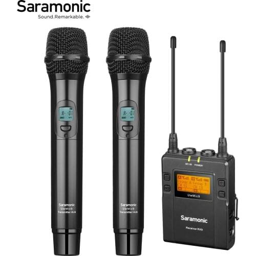 Saramonic UwMic9 Kit3/4 UHF Wireless Lavalier Handheld Microphone System for Canon DSLR Camcorder Video Interview Broadcast
