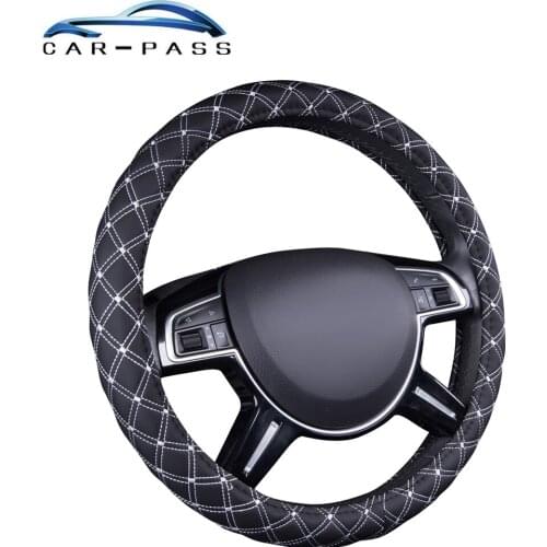 Car-pass car Steering Wheel Cover Breathable Anti Slip Steering Covers Suitable 37-38cm Auto Decoration Carbon Fiber