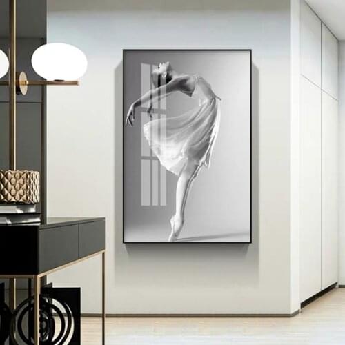 Black And White Canvas Painting Ballet Dance Posters And Prints Nordic Style Girl Portrait Pictures for Home Decoration Wall Art