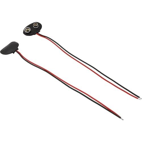 Wire Length 15CM Cable T-type 9V Battery Snap Connector 9V Battery Clip Lead Wires Holder Clip 9V Battery Connector