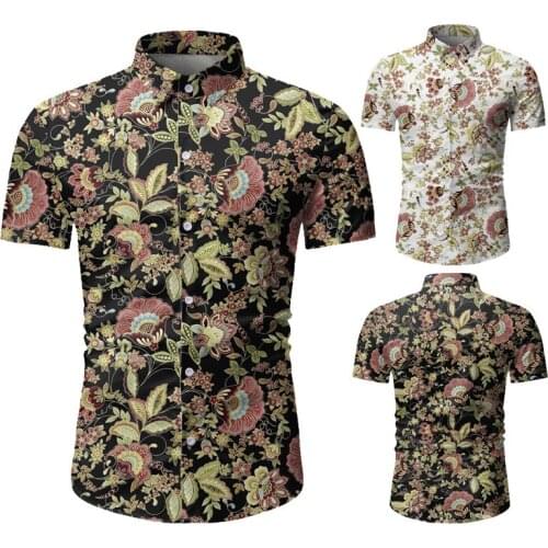Mens brands new summer Hawaiian beach short sleeve holiday print shirt in European and American sizes XXXL mens dress shirts