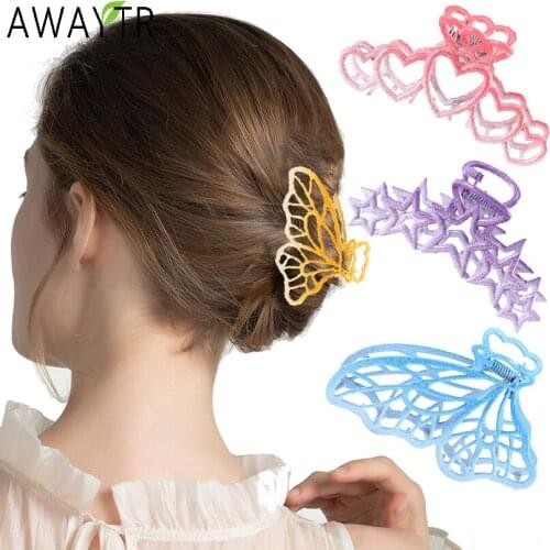 Women Barrettes Metal Hair Claw Clip Clamps Crab Hairgrip Colorful Alloy Hairpin Big Headband Girls Hair Accessories Ornaments