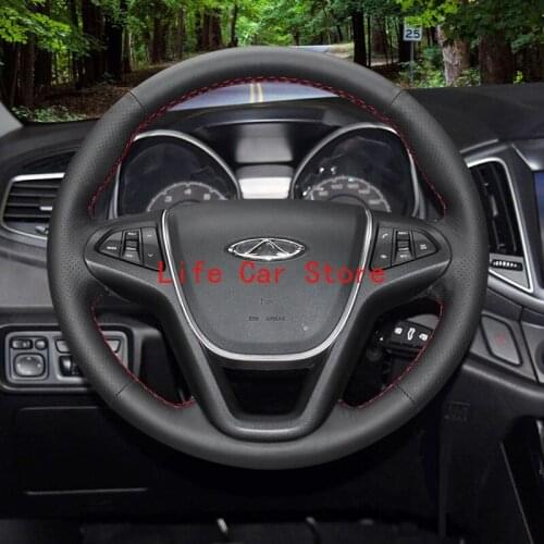 For Chery A3 Tiggo 3 Tiggo 5 DIY Hand Sewn Steering Wheel Cover Top Leather