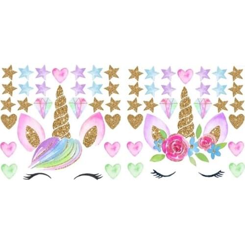 Colorful Flower Animal Unicorn Wall Sticker 3D Art Decal Sticker Child Room Nursery Wall Decoration Home Decor