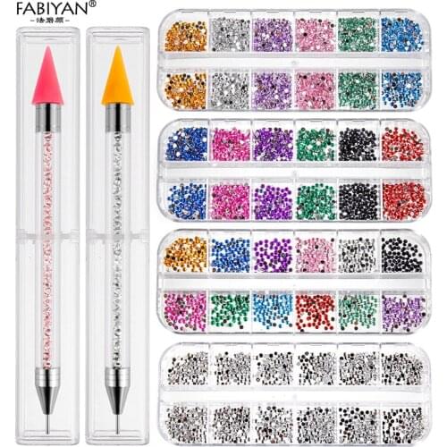 Colorful Nail Art Crystal Rhinestone DIY Decorations Wax Dotting Pen Stainless Steel Tweezers Accessories Tools