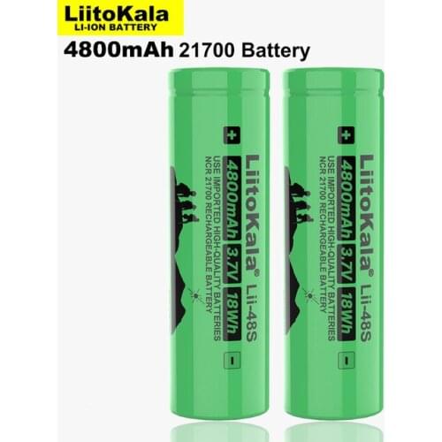 2PCS LiitoKala Lii-48S 3.7V 4800mAh li-lon Rechargeable Battery 9.6A Power 2C Rate Discharge Ternary Lithium Batteries