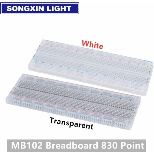 Breadboard 830 Point Solderless PCB Bread Board MB-102 MB102 Test Develop DIY White/Transparent with packing