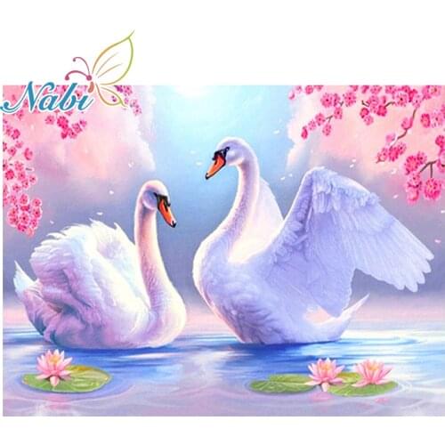 Nabi 5D DIY Diamond Painting Embroidery Swan Crystal Drawing Needlework Gift Full Diamond Mosaic Cross stitch Home Decor MH270