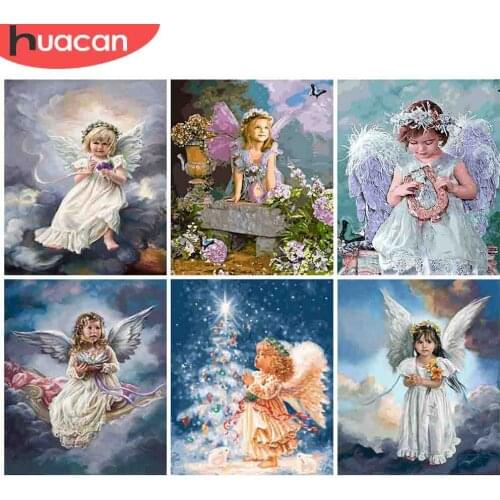 HUACAN Paint By Number Girl Drawing On Canvas Art Gift DIY Coloring By Numbers Angel Hand Painted Paintings Kits Home Decor
