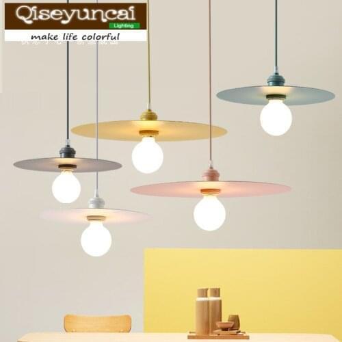 Qiseyuncai 2018 new Nordic creative color macaron restaurant chandelier hotel table cafe clothing store bar lighting