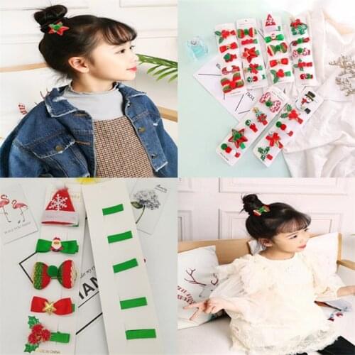 New 5 Pcs Sweet Childrens Hairpin Cartoon Christmas Hairpin Christmas Cute Hair Accessories Baby Headdress Jewelry