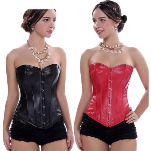 2018 New women Synthetic leather corset sexy lingerie gothic costume slimming shapewear bustiers and corsets Plus size