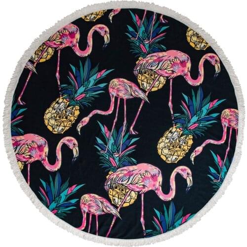 Sea Beach Towel Round Design New Trend Flamingo Pattern