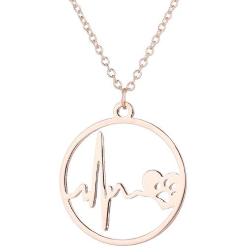 Stainless Steel Couple Necklace New Hollow Heartbeat Accelerating Hollow Round Necklace