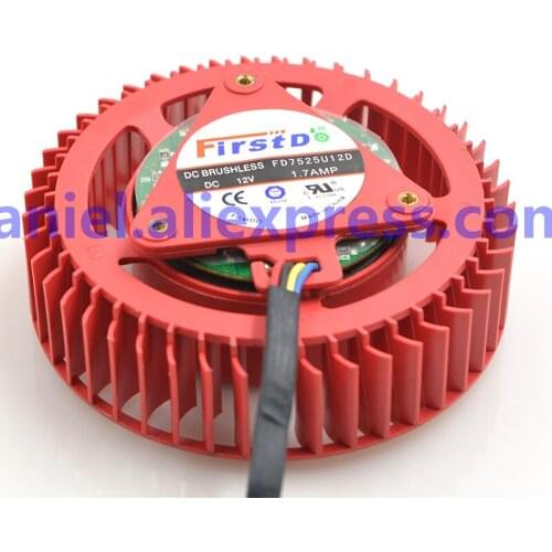 Genuine FD7525U12D 1.70A 4-wire PWM Temperature Controlled Official Turbine Display Card Fan