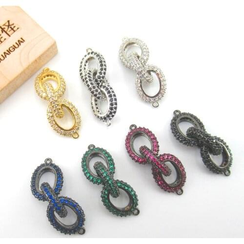 13x38mm Circle Chain Gold plated cubic zircon CZ Micro Pave Connector Tassel Pendant necklace Bracelet Jewelry DIY