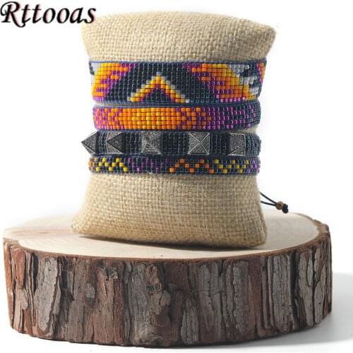 Rttooas 2020 New Arrival Fashion MIYUKI Beaded Bracelets Set Handmade Woven Rivet Bracelets Pulseras Mujer 2020 Armband