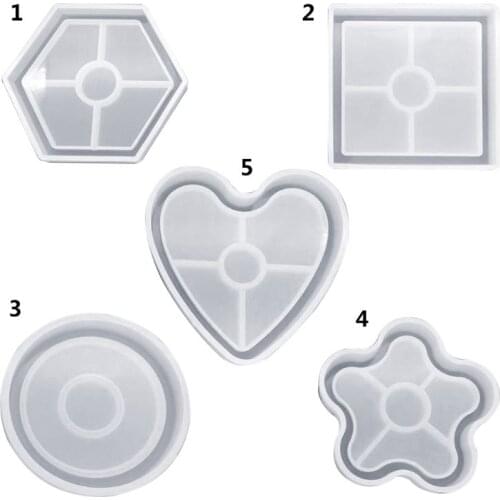 Silicone Mold DIY Cup Pad Water Cup Mat Holder Epoxy Resin Crafts Molds Handmade Charms Jewelry Gifts Floral Shape Geometric Squ