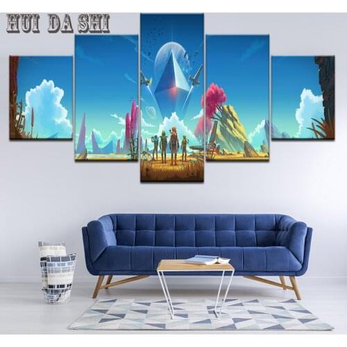 Modern Canvas Poster HD Printed Room Wall Art 5 Piece No ManS Sky Painting Home Decor Abstract Cartoon Game Pictures Frame